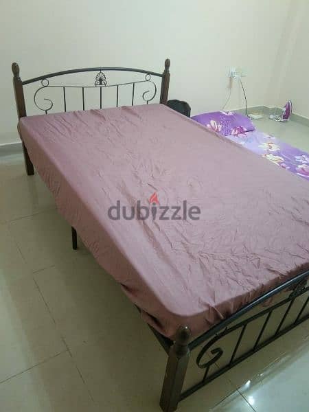 2 Single Steel Cots with Mattress, Royal glass dinning table 1