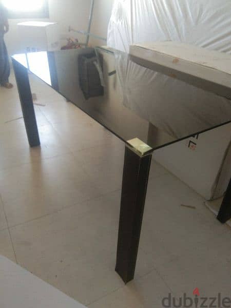 2 Single Steel Cots with Mattress, Royal glass dinning table 2