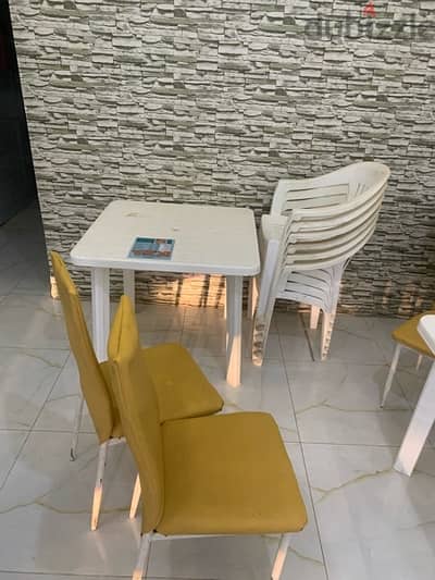 Plastic tables and chairs