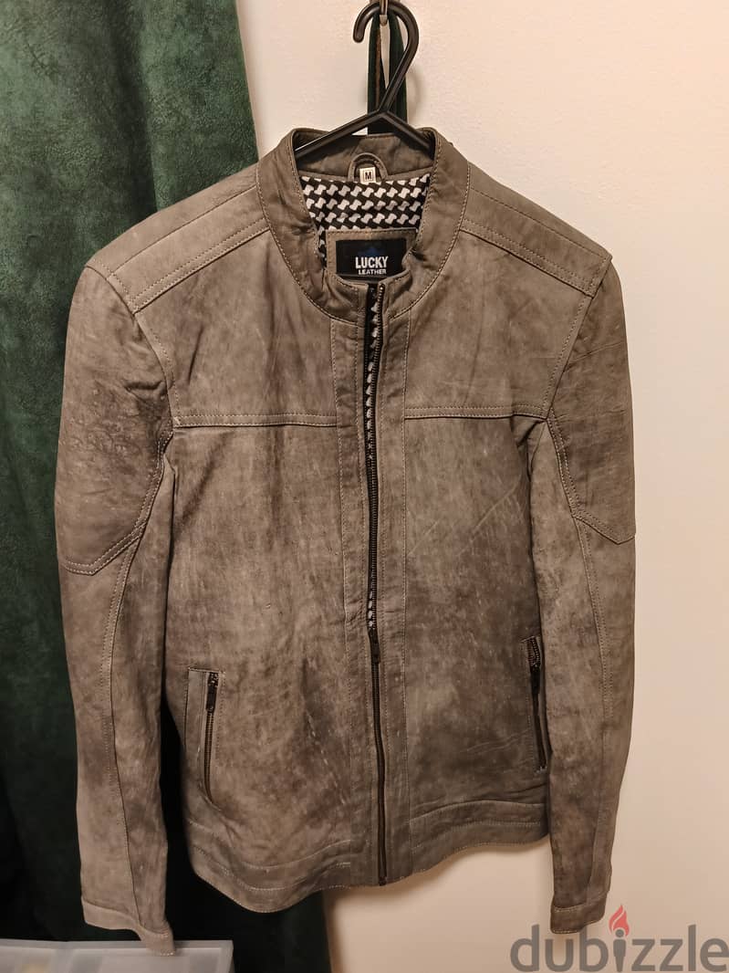 Cow Leather Leather Jacket - Grey 3