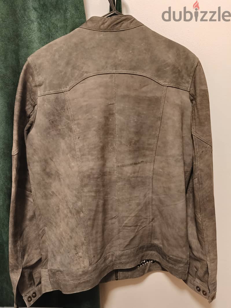 Cow Leather Leather Jacket - Grey 4