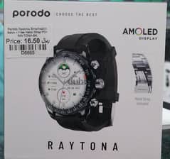 Porodo Raytona Smartwatch Black + Free Metal Strap PD-RAYTONA-BK