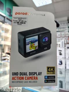 Porodo UHD Dual Display 4k Action Camera + Water Proof Case