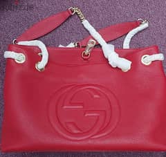 Gucci Red Soho Chain Leather Tote Bag original with serial number