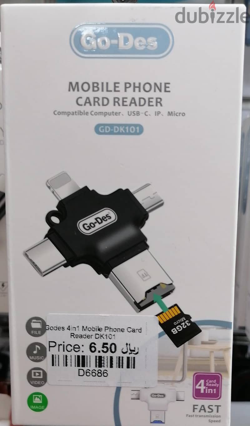 Godes 4in1 Mobile Phone Card Reader DK101 0