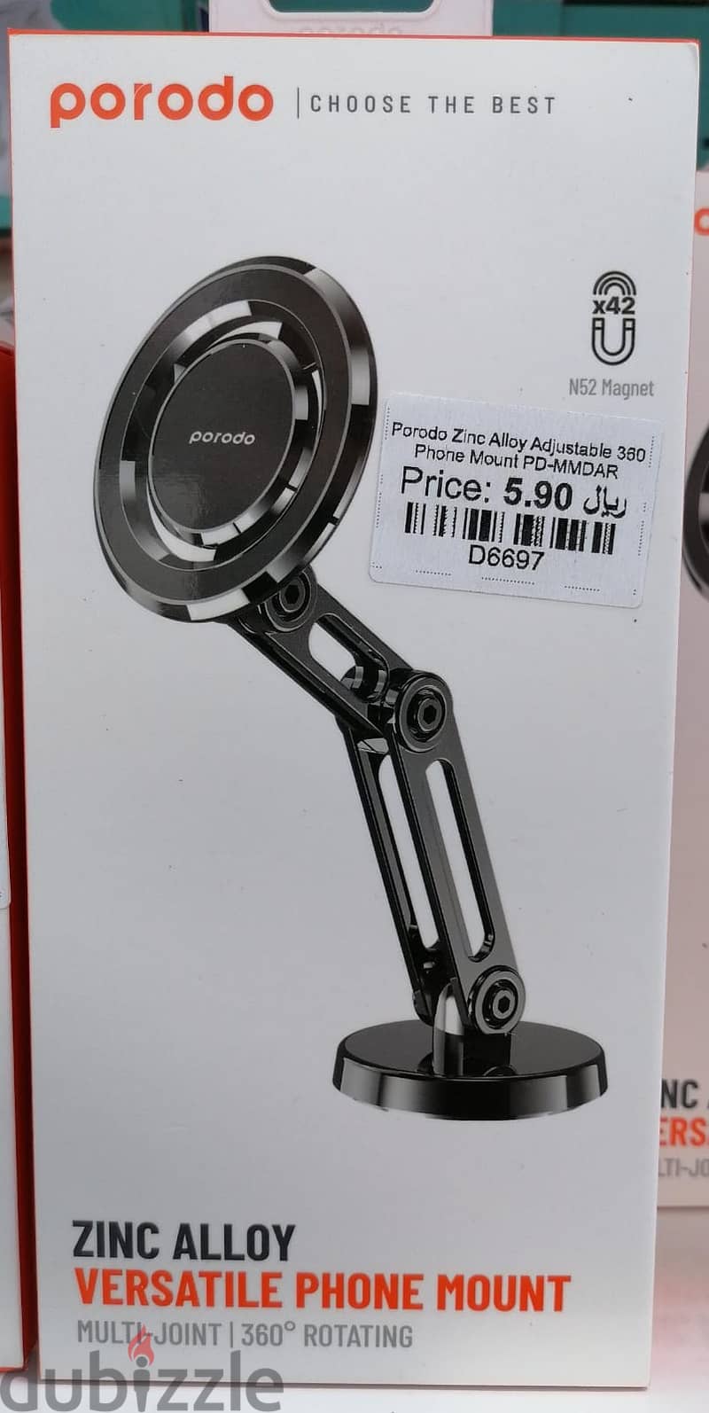 Porodo Zinc Alloy Adjustable 360 Phone Mount PD-MMDAR 0