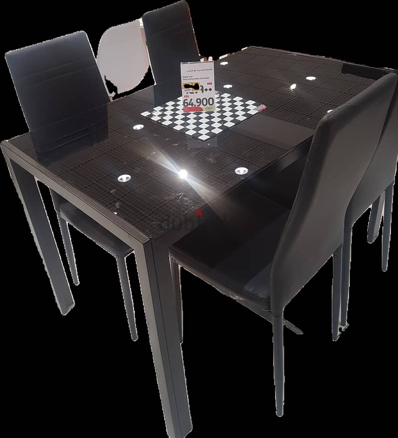 Tempered glass dining table with 4chairs 1