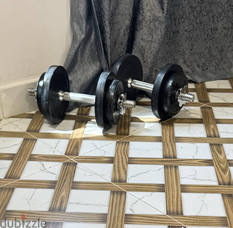 Set of dumbell and bar for sale 1