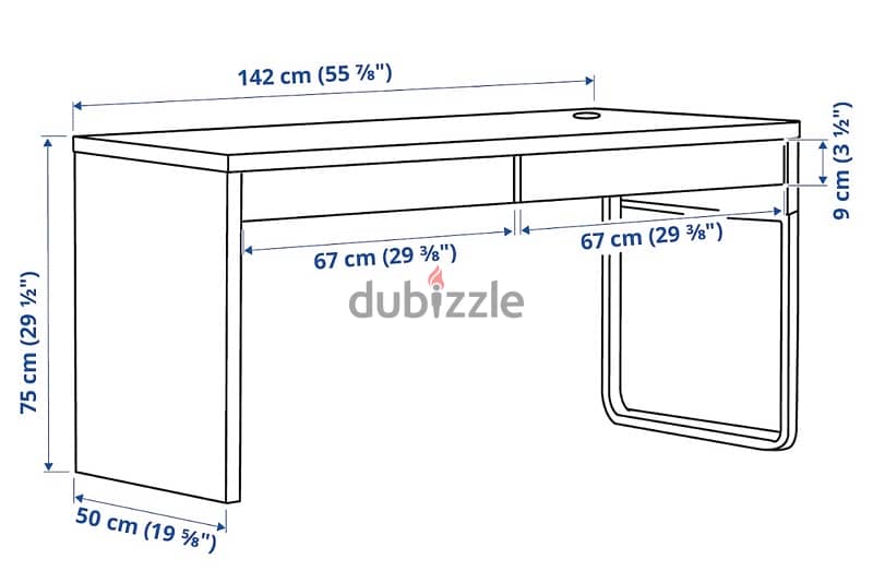 White Desk from IKEA (Micke) 142x50cms in good condition 3