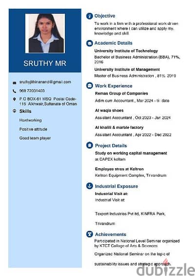 MBA in Finance Management and Human Resources Management.