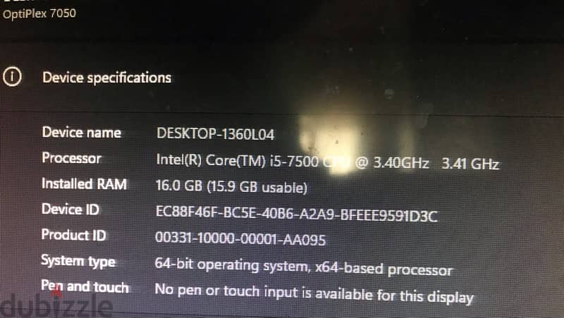 Dell core i5 7th gen 256 ssd 16 gb ram with 20 inch monitor 2