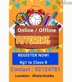 Tuitions from kg1 to Class 8