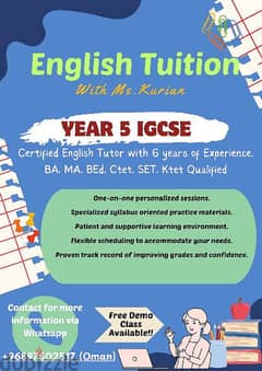 English Tuition for IGCSE YEAR 5