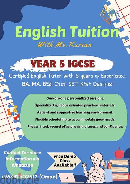 English Tuition for IGCSE YEAR 5 0