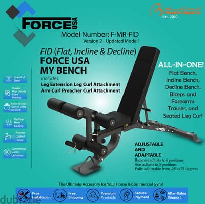 Force USA MYBENCH FID Bench with Arm and Leg Attachment