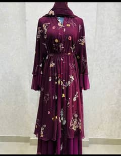 Floral Printed chiffon abaya