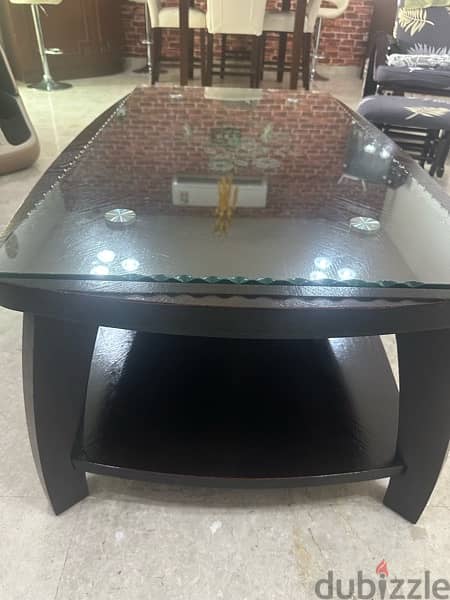 Teakwood big size coffee table with glass 5