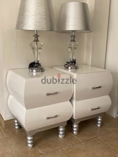 Side table and lamps