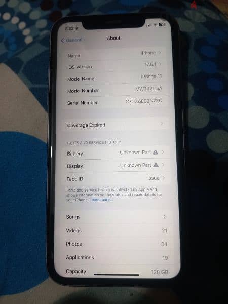 iphone 11 all ok only motherbord cheng 128 gb 5