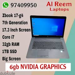 6GB NVIDIA GRAPHICS CORE-I7 32GB RAM 1TB SSD 17.3 INCH SCREEN. . . . . . . .