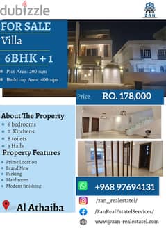 For Sale Brand New 6 BHK + 1 villa in a prime location at Athaiba. 0