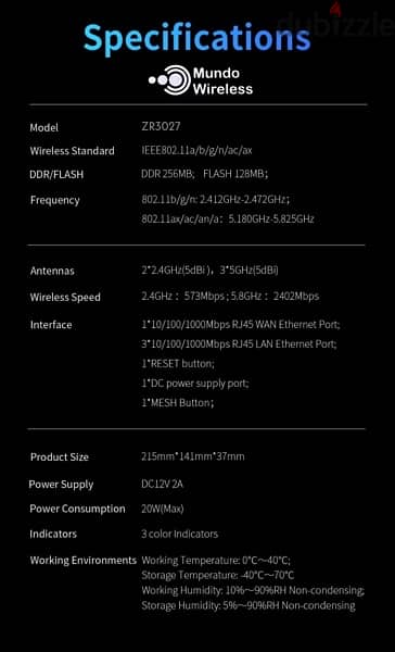 wifi6 router Mundo Witeless 2