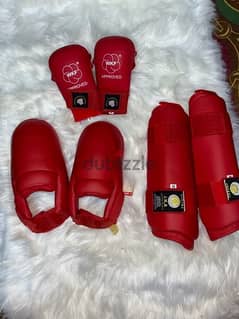 karate gloves , shield , shoes 0