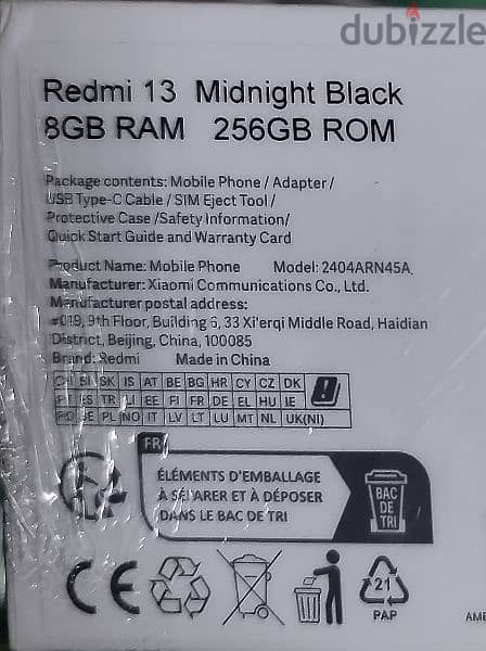 Redmi 13 midnight black 8GB Ram  256GB Rom 1