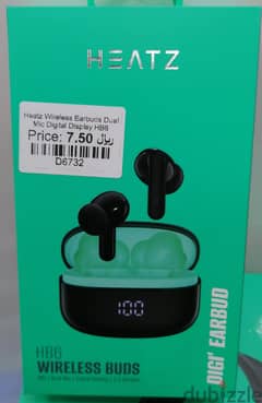 Heatz Wireless Earbuds Dual Mic Digital Display HB6 0