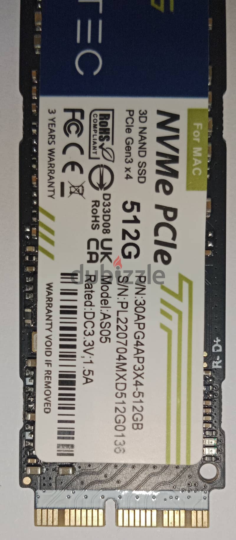 Timetec 512GB MAC SSD NVMe PCIe Gen3x4 3D NAND TLC Read up to 2,000MB 7