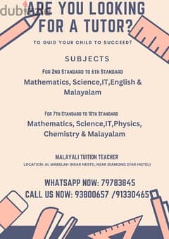 Malayali Tuition Teacher @Mabelah(online and offline)