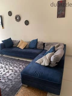 L angle sofa set with centre table 0