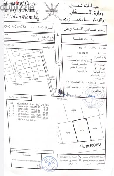 ارض سكني بركاء الهرم على شوارع مرصوفه 3