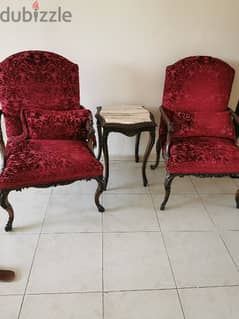 solid wood carved chairs and marble table from pan emirates