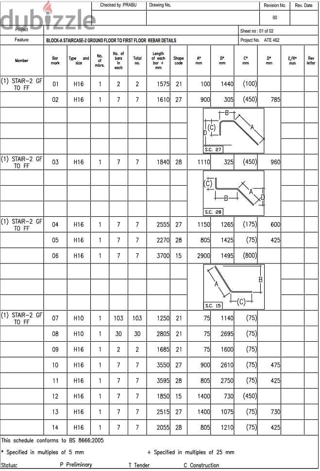 Construction Rebar Detailing and Bar Bending schedules. 4