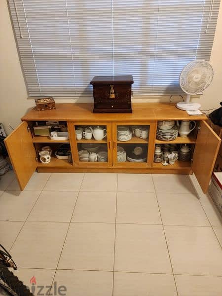 Solid wood book case and matching sideboard. 1