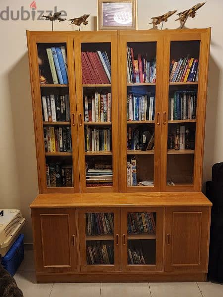 Solid wood book case and matching sideboard. 2