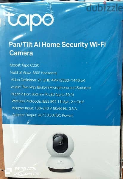 tapo Tp-Link
4MP Wi-Fi Camera Pan/Tilt Al Home Security
Tapo C220 3