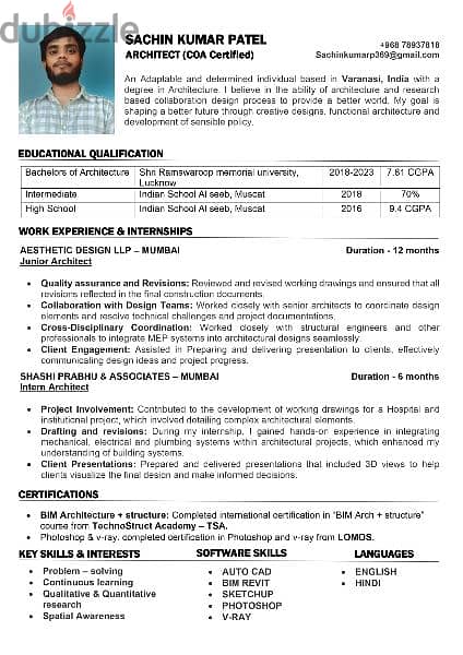 Architect (COA certified) - High Rise Building Experience 0