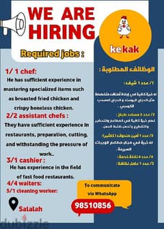 Chef and assistant chef required