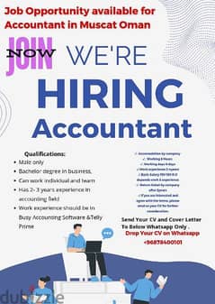 Job opportunity available for Accentant 0