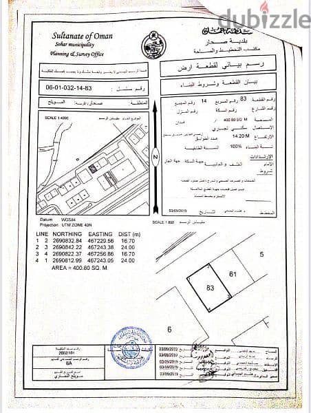 ارض سكني تجاري للبيع -ولاية  صحار منطقة مويلح 0