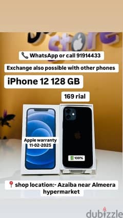 iPhone 12 128 GB Apple warranty 11-02-2025 zero scratches 0