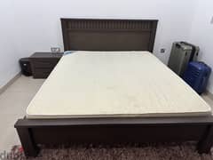 King size bed with mattress and 1 side table