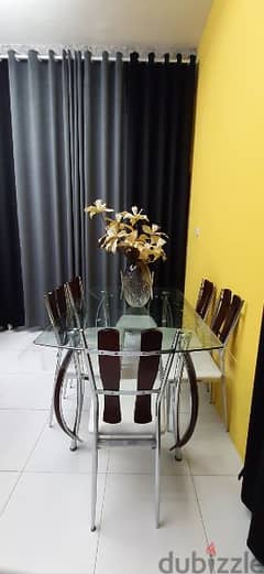 6 chairs glass dining table set 0