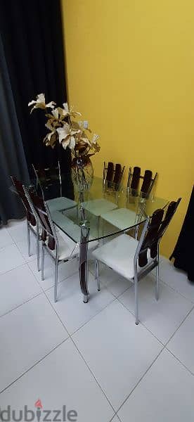 6 chairs glass dining table set 2