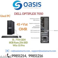 DELL OPTIPLEX 7050 I5 7TH GEN
RAM 8GB
SSD 256GB