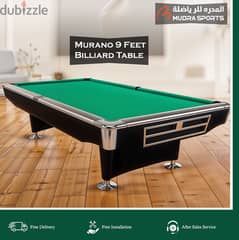 Murano 8 Feet Billiard Table, Black Frame with Green Marble Top