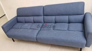 3 Seater Sofa Cum Bed Blue with Free Coffee Table