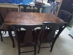 solid wood Dinning table with six chairs